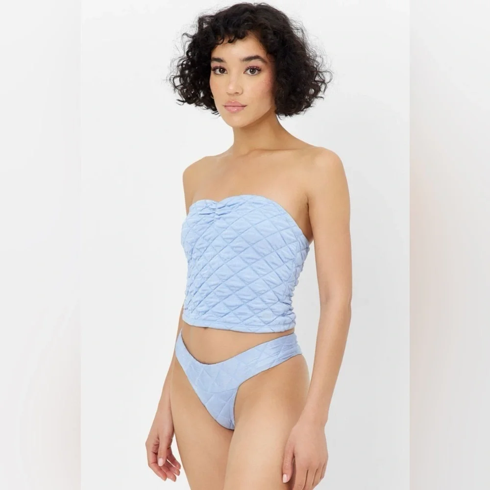 Frankie’s bikinis Lani strapless top and Sofia Puff bottom large (full set)